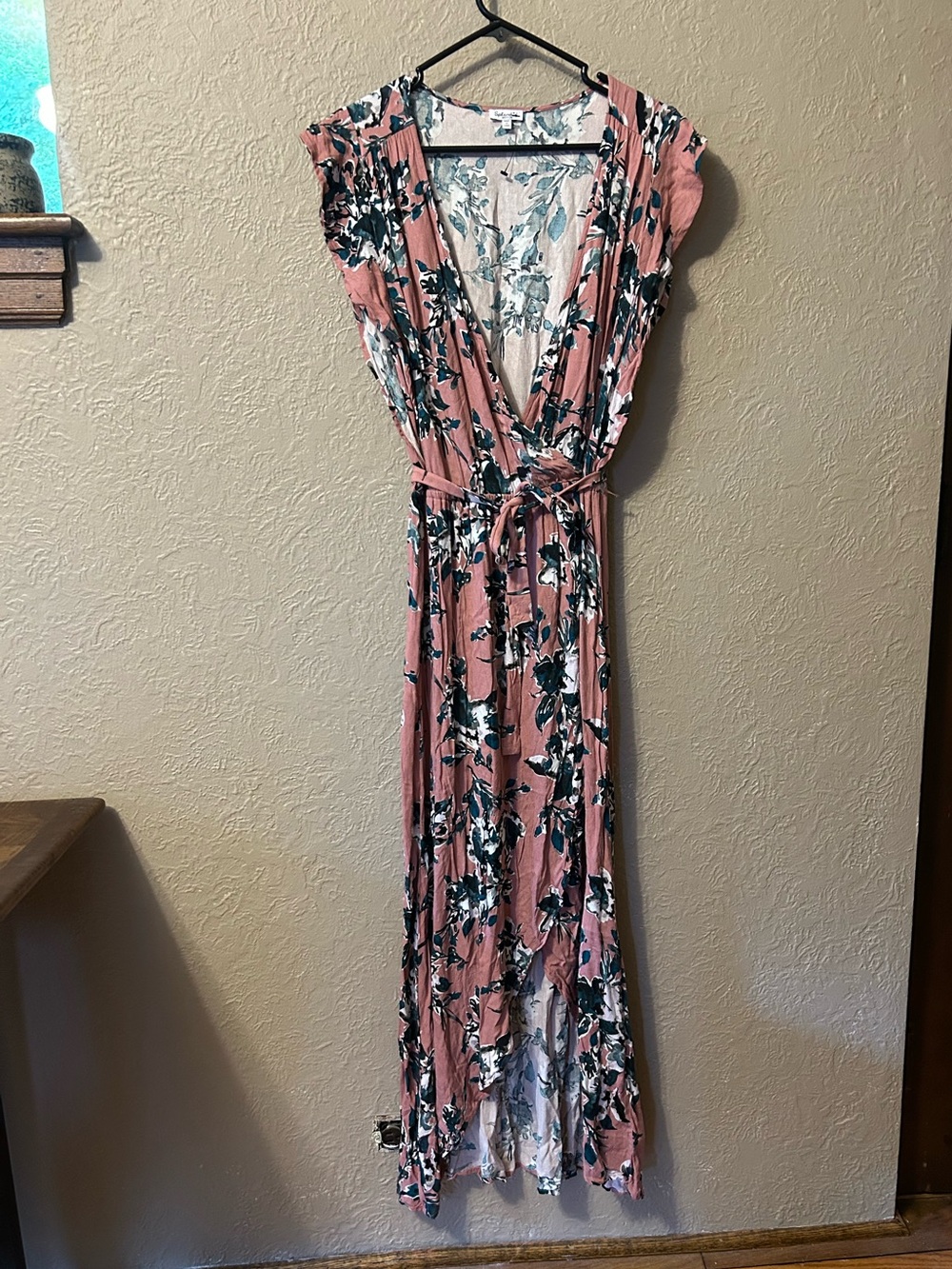 Splendid Pink Floral Wrap Maxi Dress